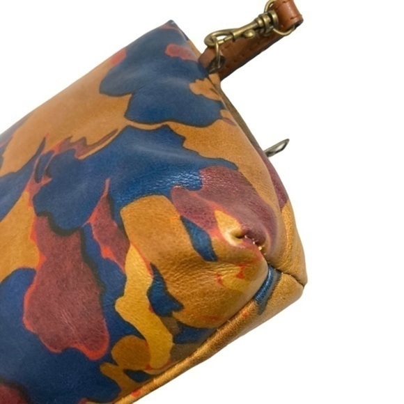 Patricia nash brown painted leather wristlet clutch bag